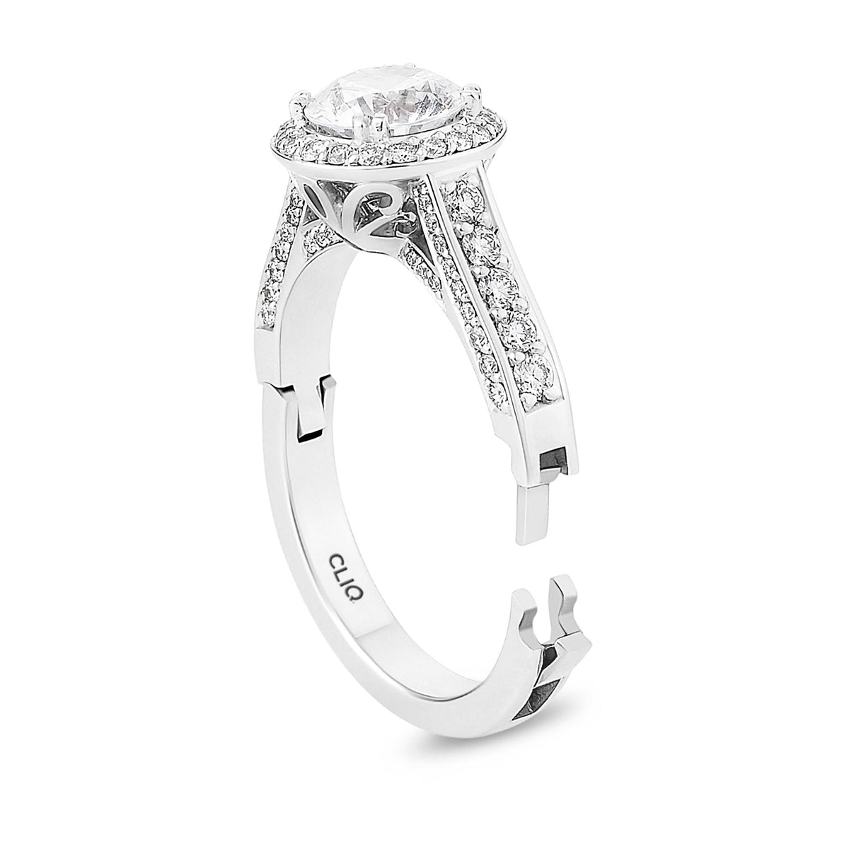 Lisa Pave Engagement Ring with Side Stones