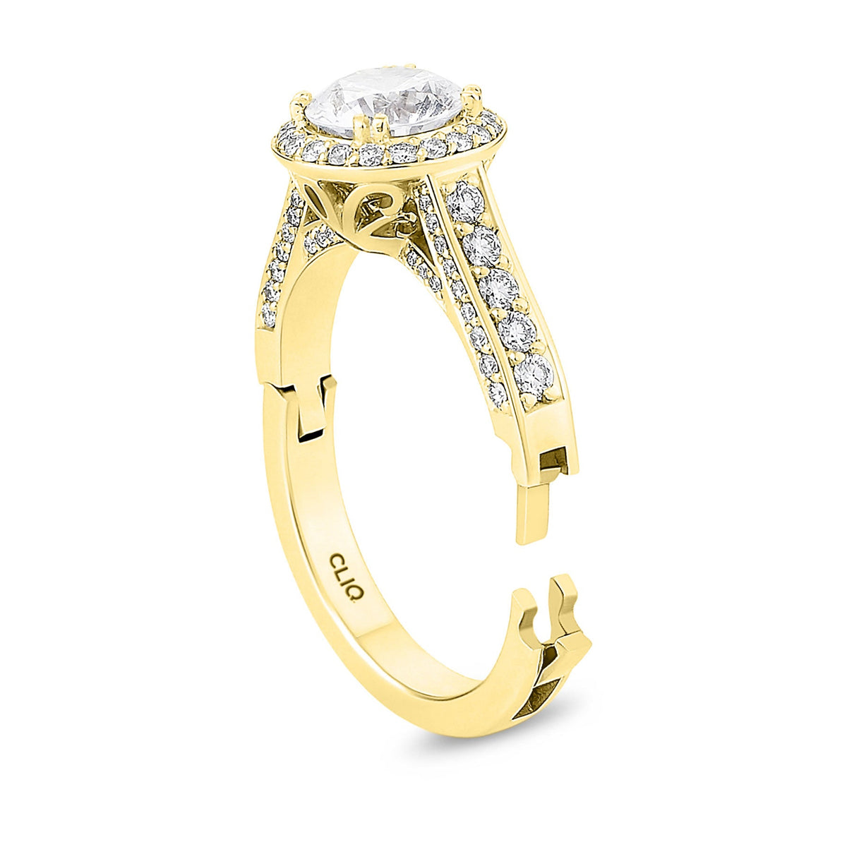 Lisa Pave Engagement Ring with Side Stones
