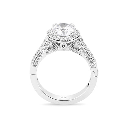Lisa Pave Engagement Ring with Side Stones