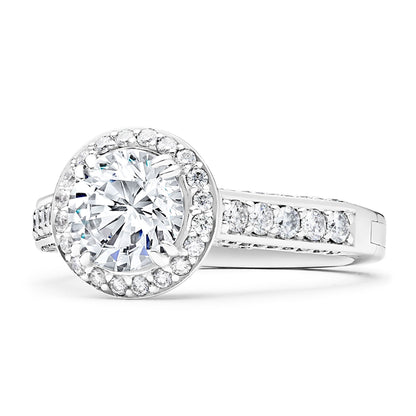 Lisa Pave Engagement Ring with Side Stones