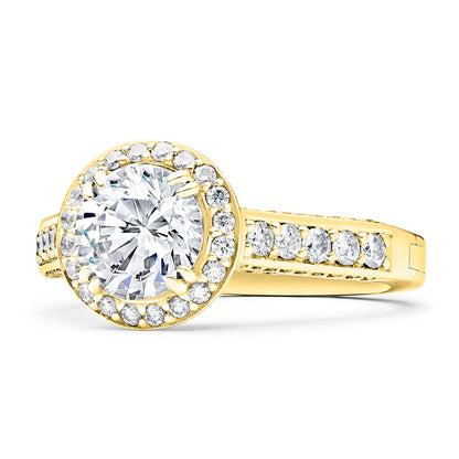 Lisa Pave Engagement Ring with Side Stones
