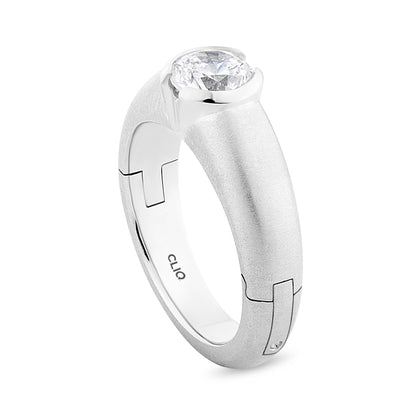 Eclipse Solitaire Engagement Ring with Textured Finish