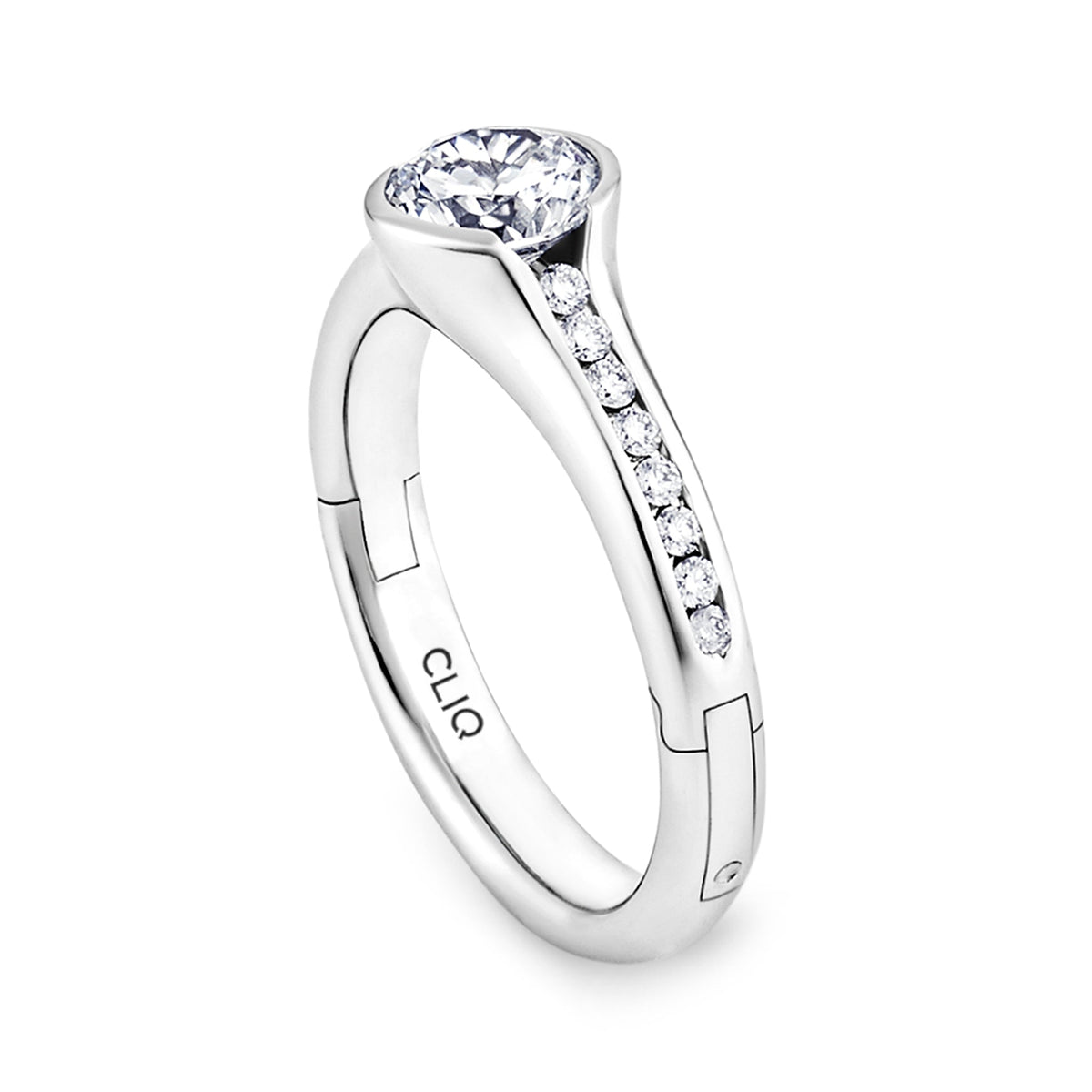 Chamonix Half Bezel Engagement Ring with Side Stones
