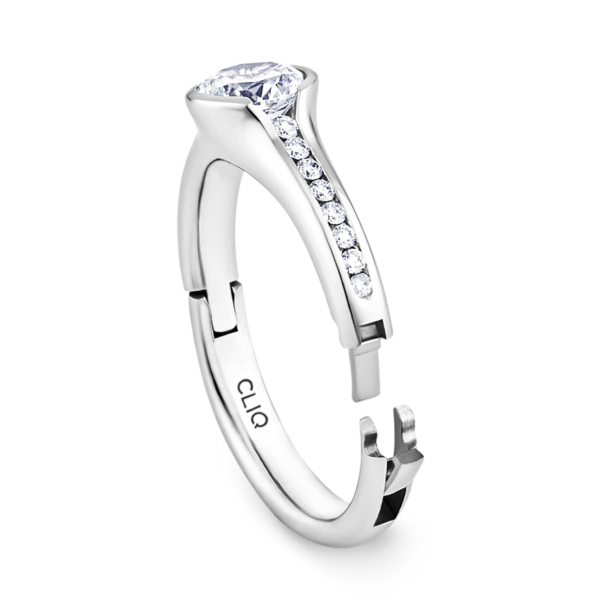 Chamonix Half Bezel Engagement Ring with Side Stones