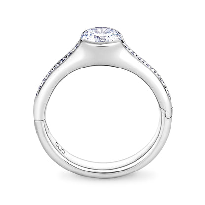 Chamonix Half Bezel Engagement Ring with Side Stones