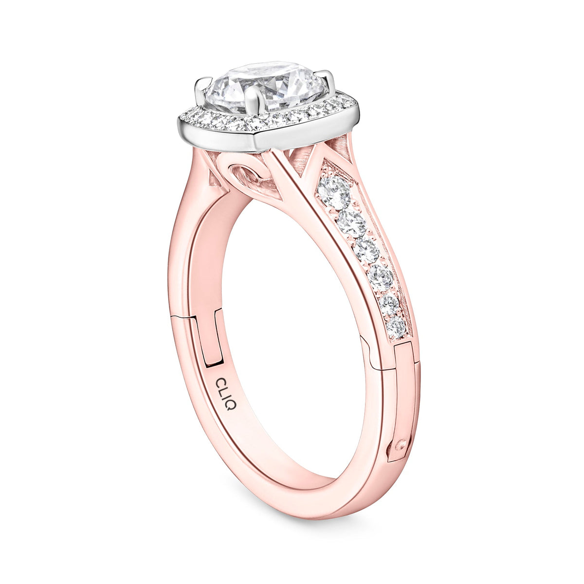 Abington Halo Engagement Ring with Side Stones