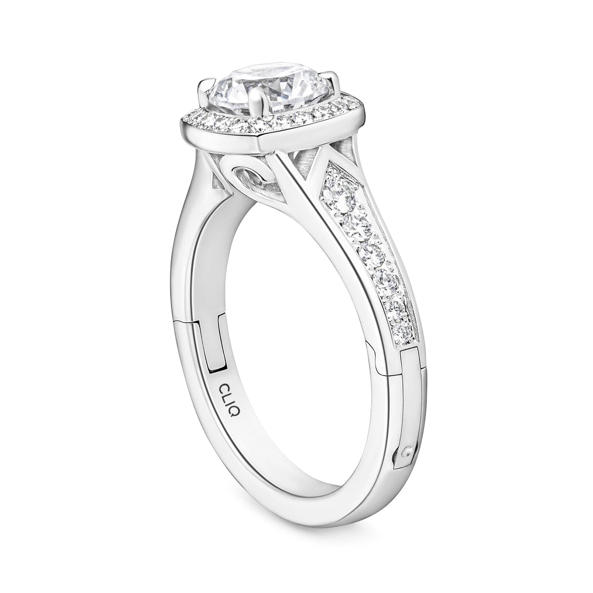 Abington Halo Engagement Ring with Side Stones