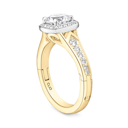 Abington Halo Engagement Ring with Side Stones