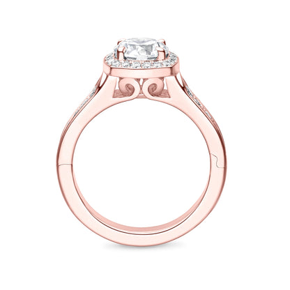 Abington Halo Engagement Ring with Side Stones