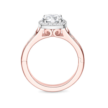 Abington Halo Engagement Ring with Side Stones