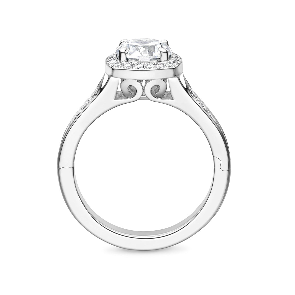 Abington Halo Engagement Ring with Side Stones