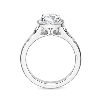 Abington Halo Engagement Ring with Side Stones