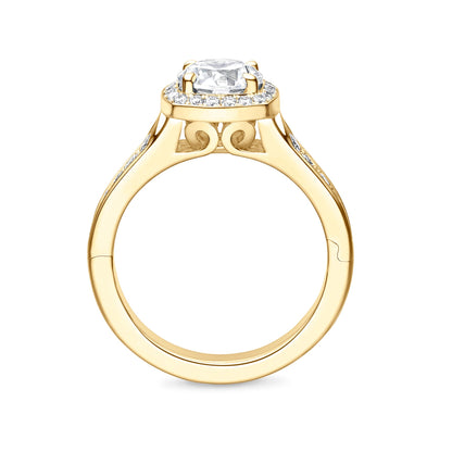 Abington Halo Engagement Ring with Side Stones