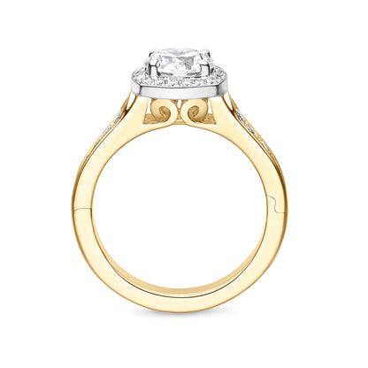 Abington Halo Engagement Ring with Side Stones