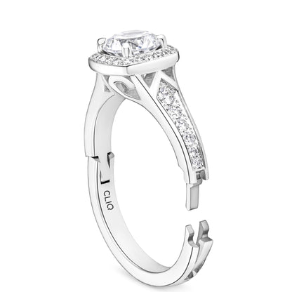 Abington Halo Engagement Ring with Side Stones