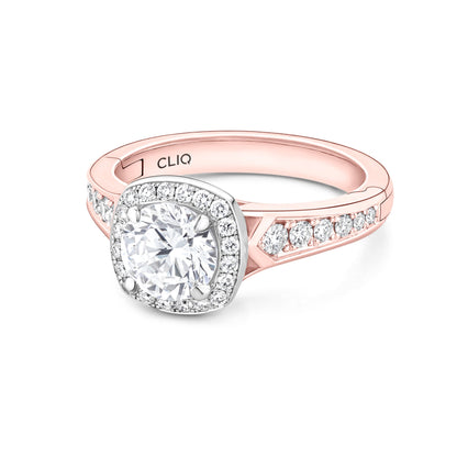 Abington Halo Engagement Ring with Side Stones