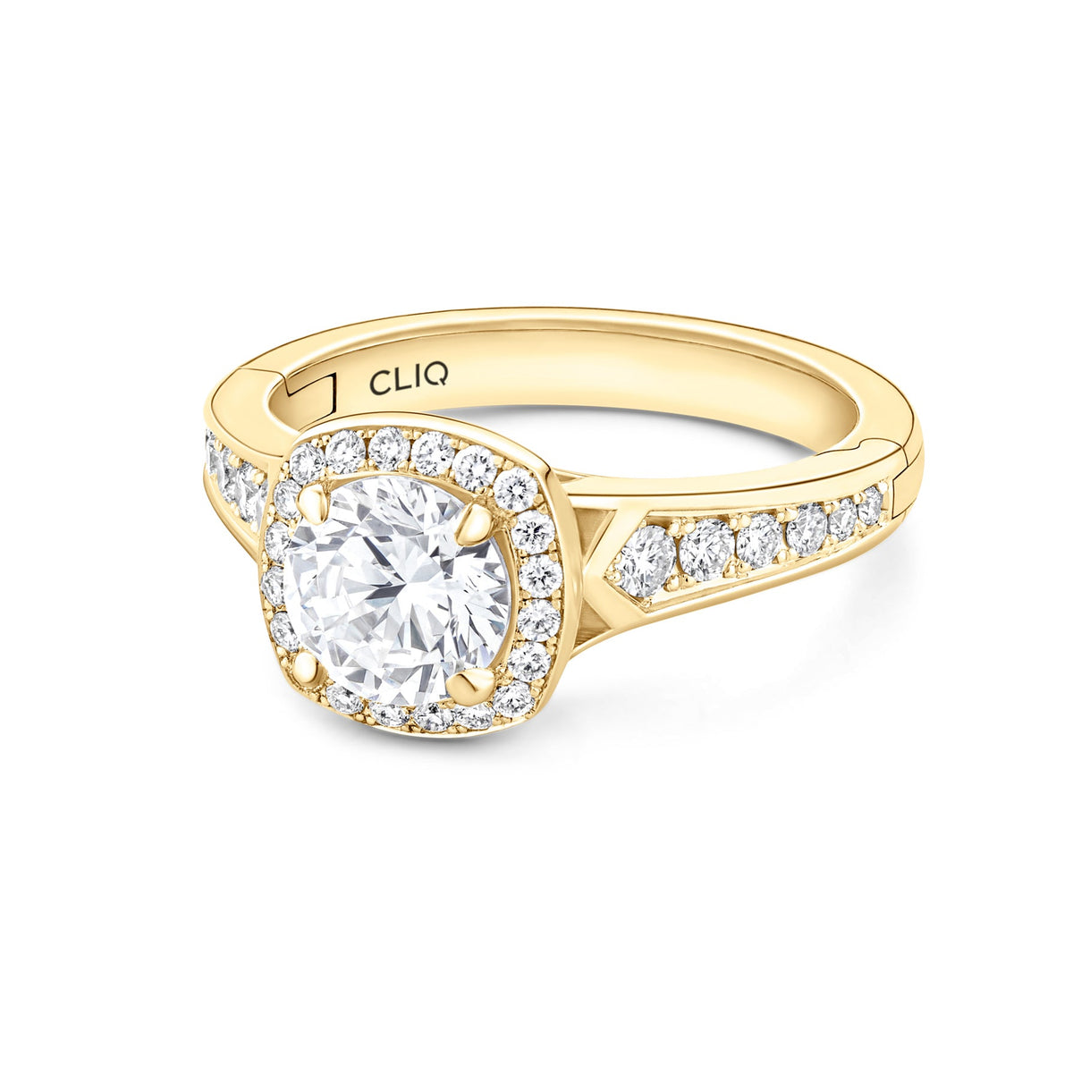 Abington Halo Engagement Ring with Side Stones