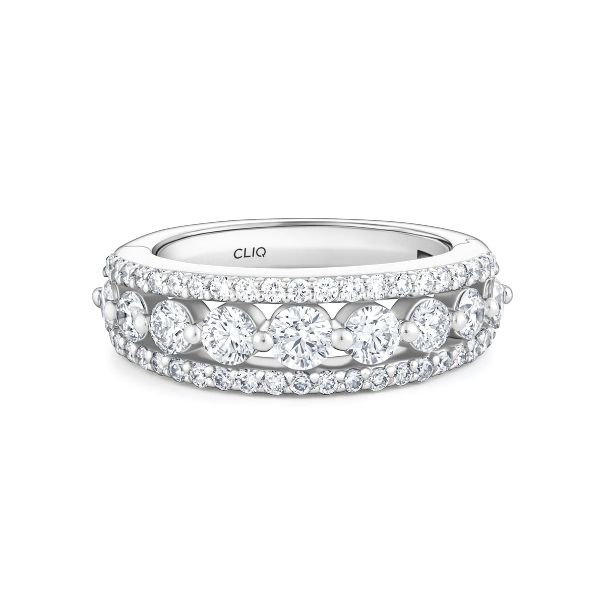 Addilyn Tapered Three Row Diamond Band