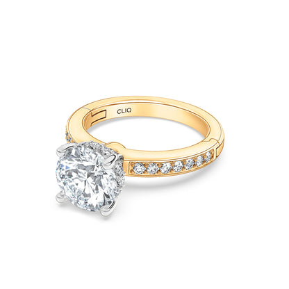 Julian Hidden Halo Engagement Ring with Side Stones