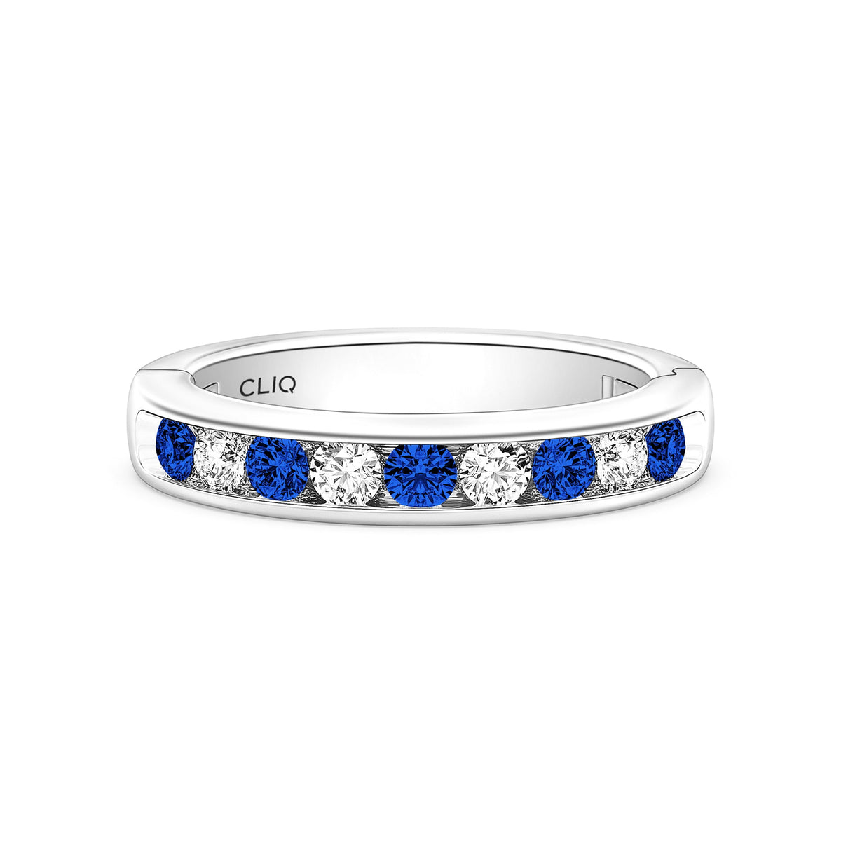 Classic Channel Set Diamond + Sapphire Band