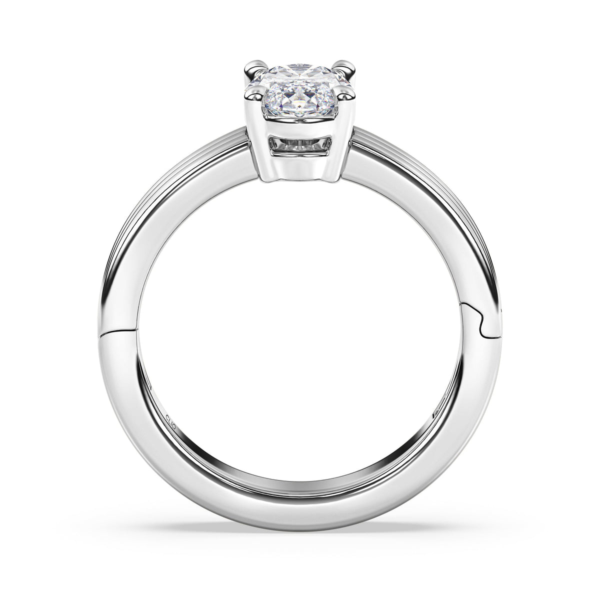 Kenzie Engraved Line Solitaire Engagement Ring, 4mm