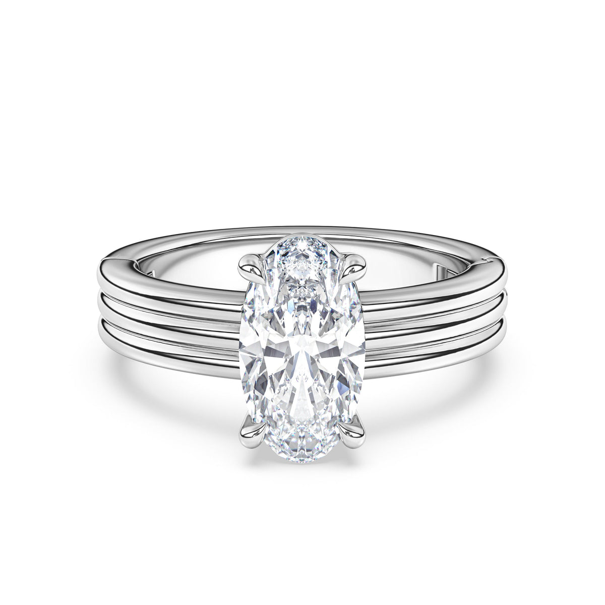 Kenzie Engraved Line Solitaire Engagement Ring, 4mm