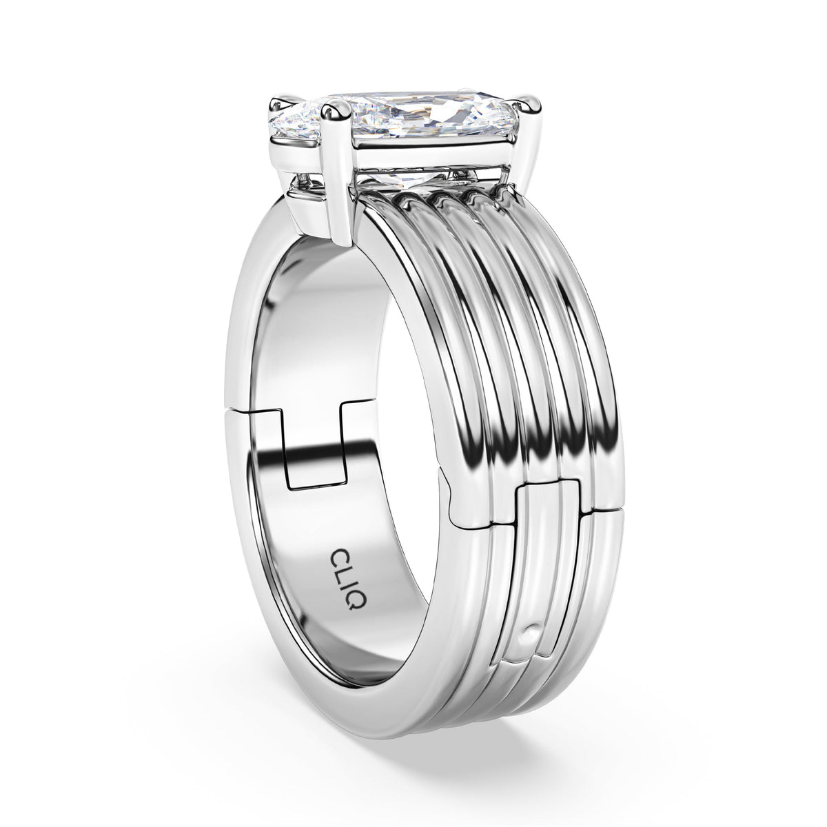 Kenzie Engraved Line Solitaire Engagement Ring, 6.5mm