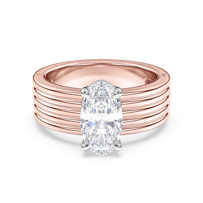 Kenzie Engraved Line Solitaire Engagement Ring, 6.5mm
