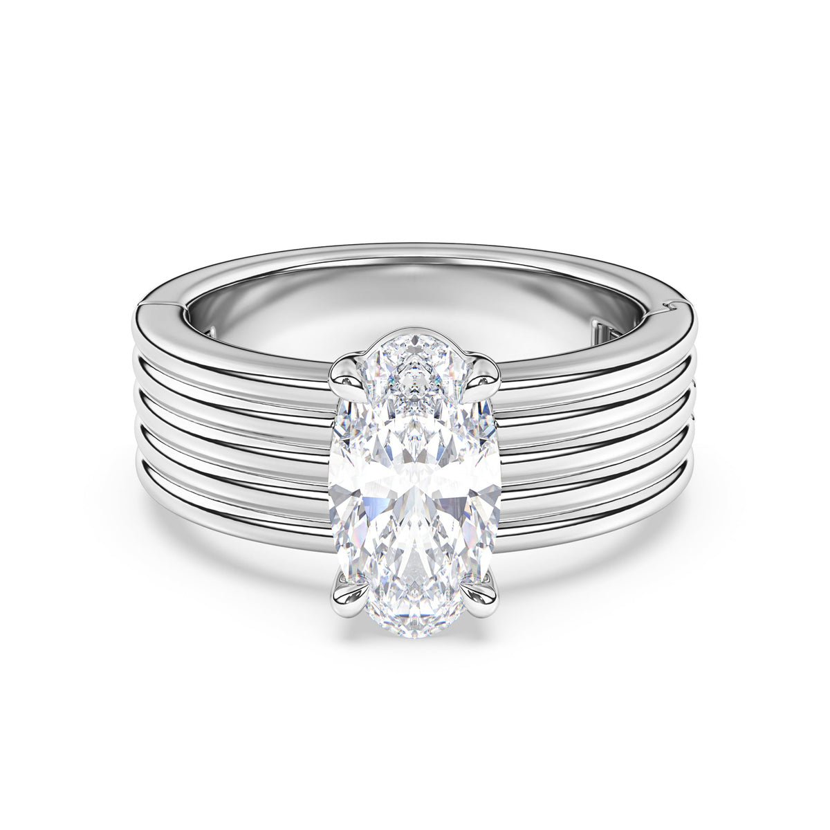 Kenzie Engraved Line Solitaire Engagement Ring, 6.5mm
