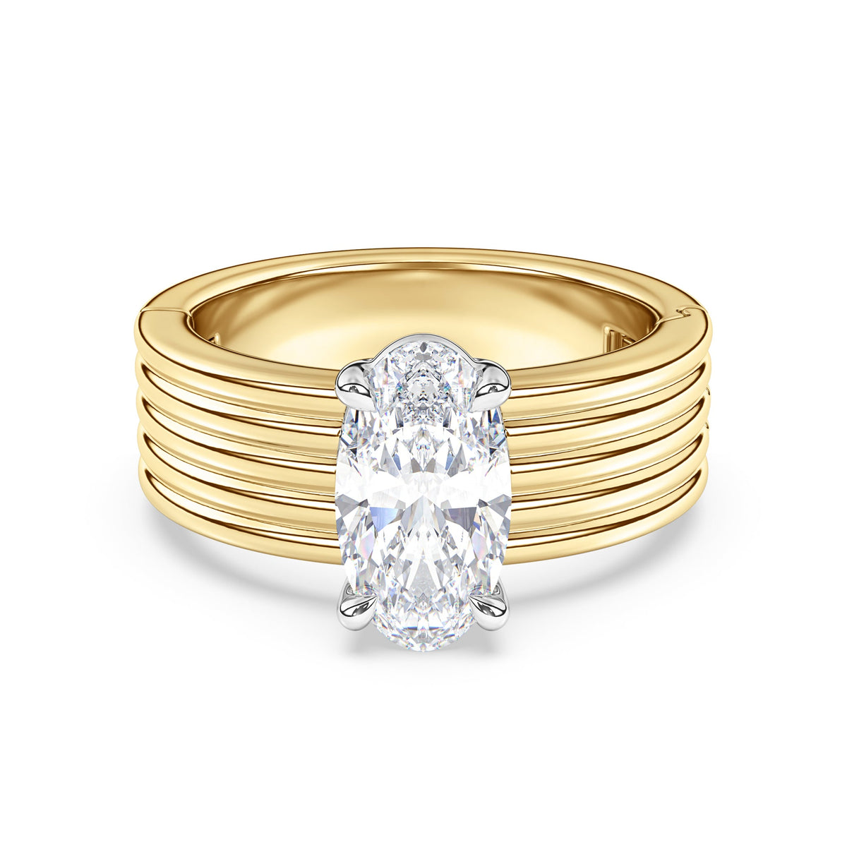 Kenzie Engraved Line Solitaire Engagement Ring, 6.5mm