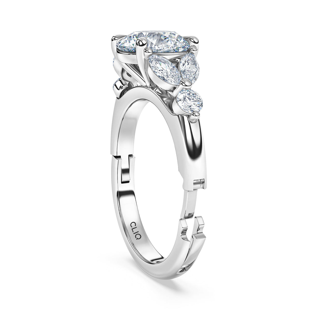 La Fleur Diamond Engagement Ring with Side Stones