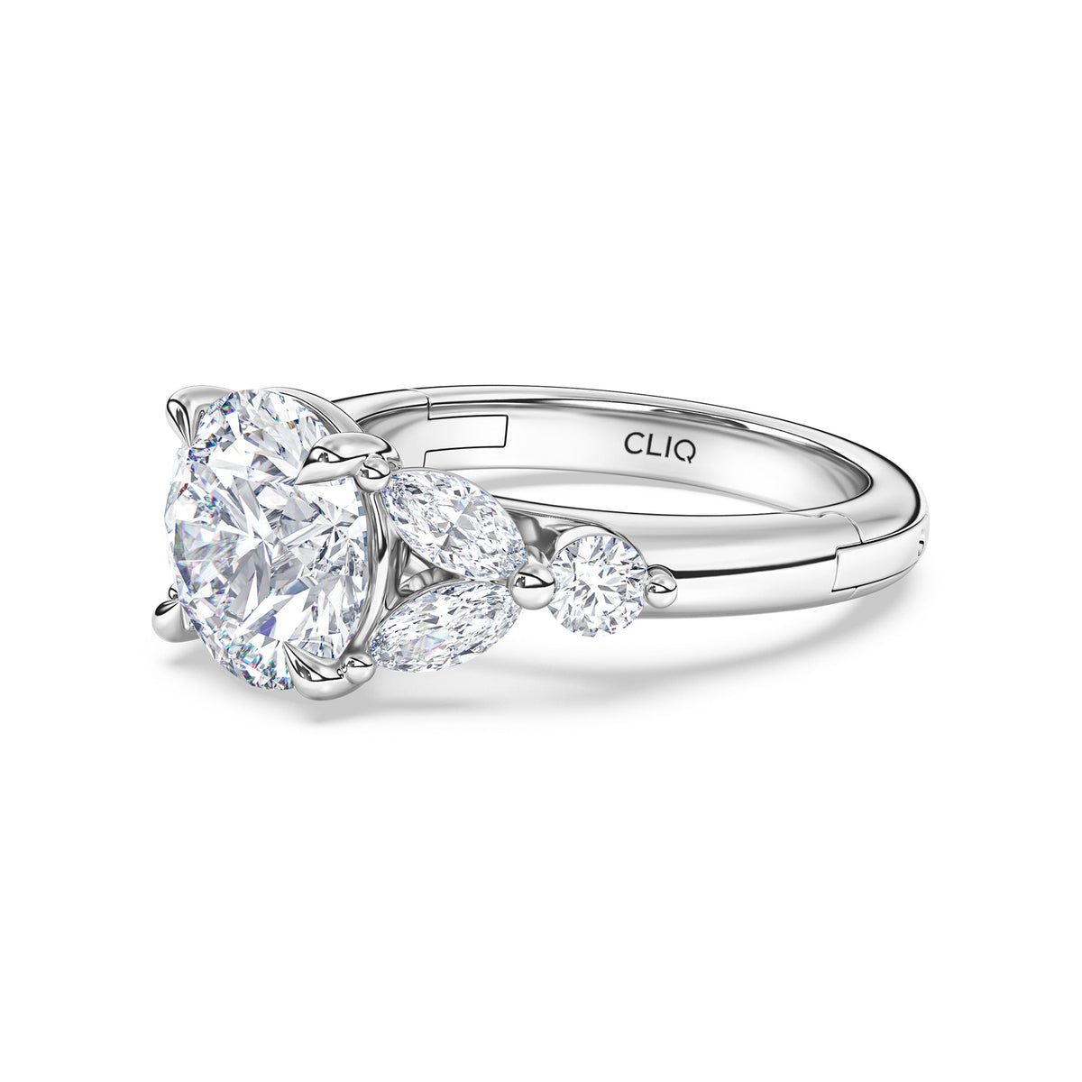 La Fleur Diamond Engagement Ring with Side Stones