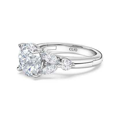 La Fleur Diamond Engagement Ring with Side Stones