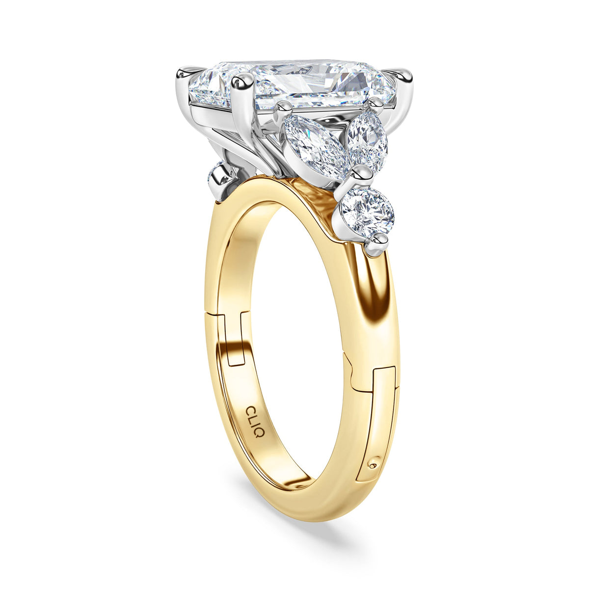 La Fleur Radiant Cut Diamond Engagement Ring with Side Stones