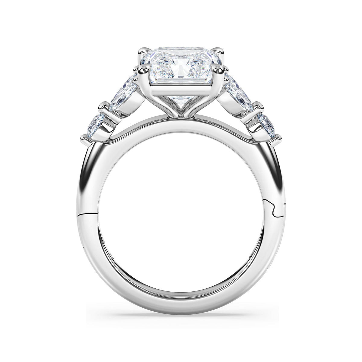La Fleur Radiant Cut Diamond Engagement Ring with Side Stones