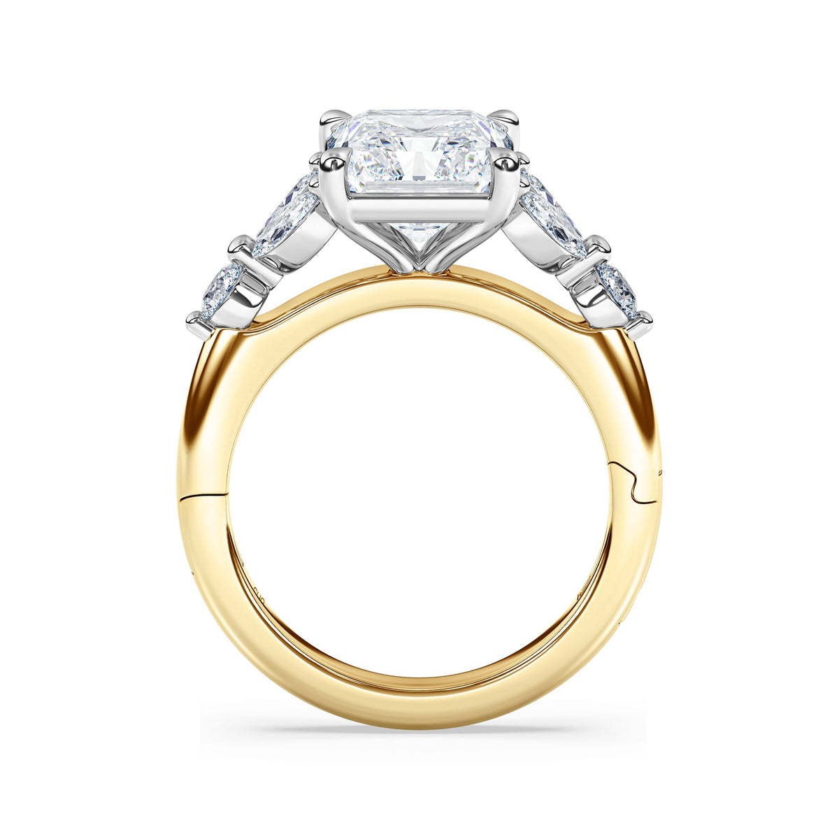 La Fleur Radiant Cut Diamond Engagement Ring with Side Stones