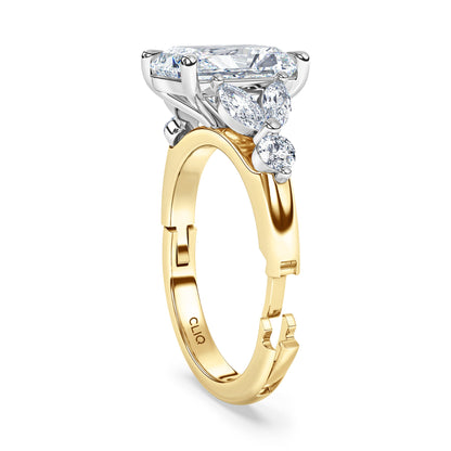 La Fleur Radiant Cut Diamond Engagement Ring with Side Stones