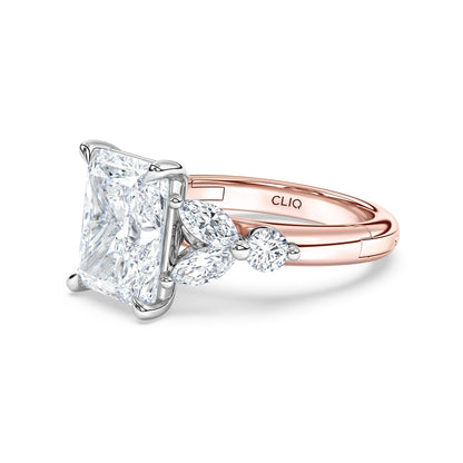 La Fleur Radiant Cut Diamond Engagement Ring with Side Stones