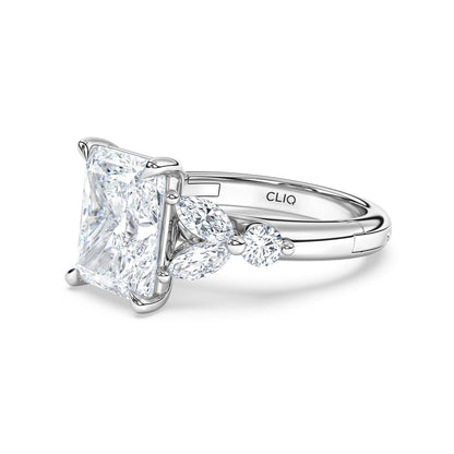 La Fleur Radiant Cut Diamond Engagement Ring with Side Stones
