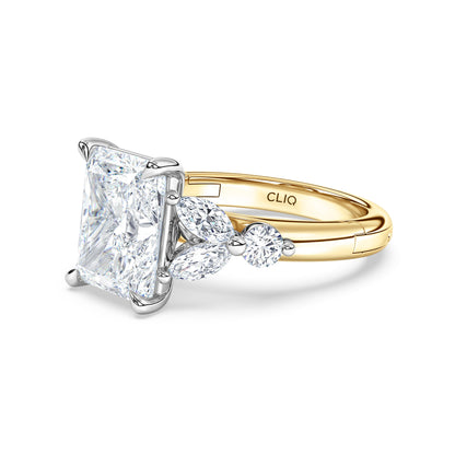 La Fleur Radiant Cut Diamond Engagement Ring with Side Stones