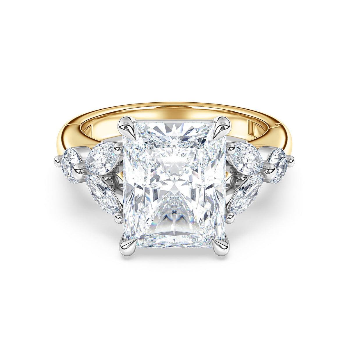 La Fleur Radiant Cut Diamond Engagement Ring with Side Stones