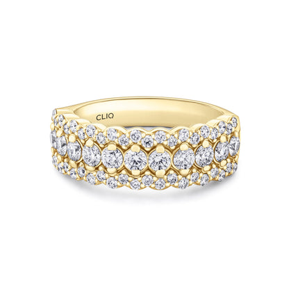 Seville Tapered Three Row Diamond Band