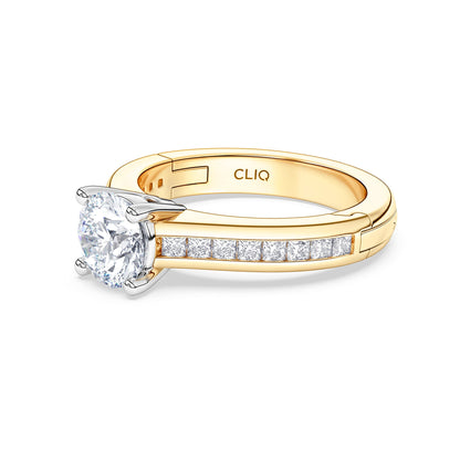 Kensington Engagement Ring with Square Side Stones