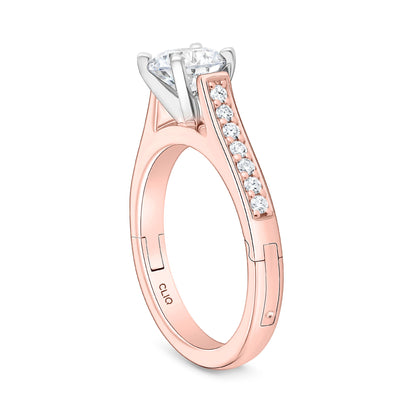 Parthenon Cathedral Engagement Ring with Side Stones