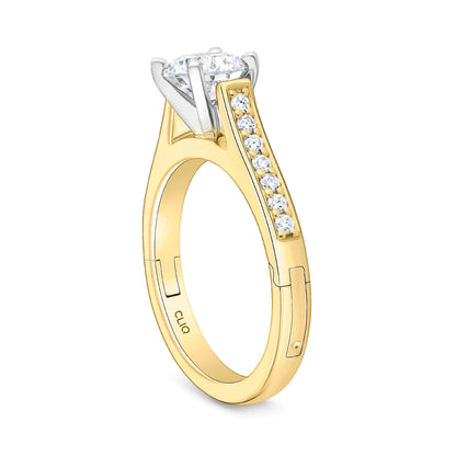 Parthenon Cathedral Engagement Ring with Side Stones