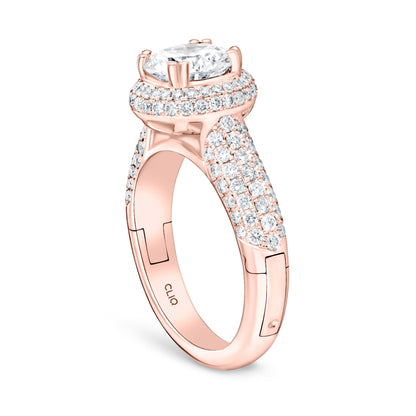 Regan Pave Engagement Ring with Domed Halo