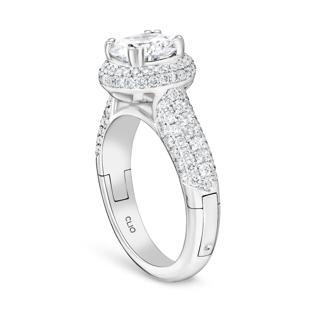 Regan Pave Engagement Ring with Domed Halo