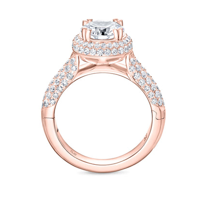 Regan Pave Engagement Ring with Domed Halo
