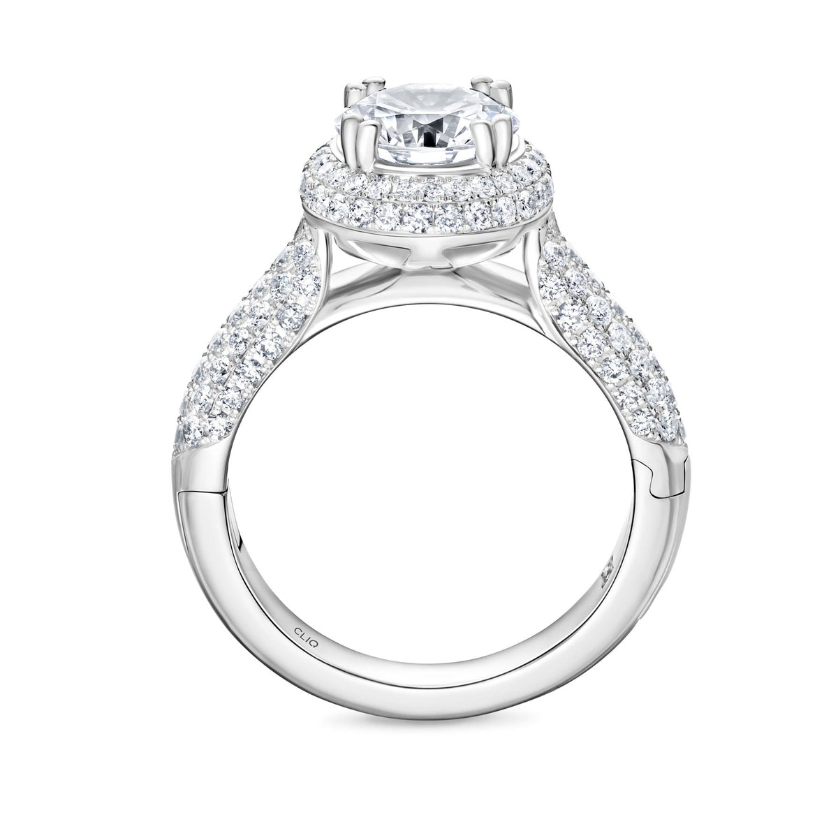 Regan Pave Engagement Ring with Domed Halo