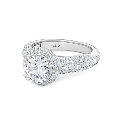 Regan Pave Engagement Ring with Domed Halo